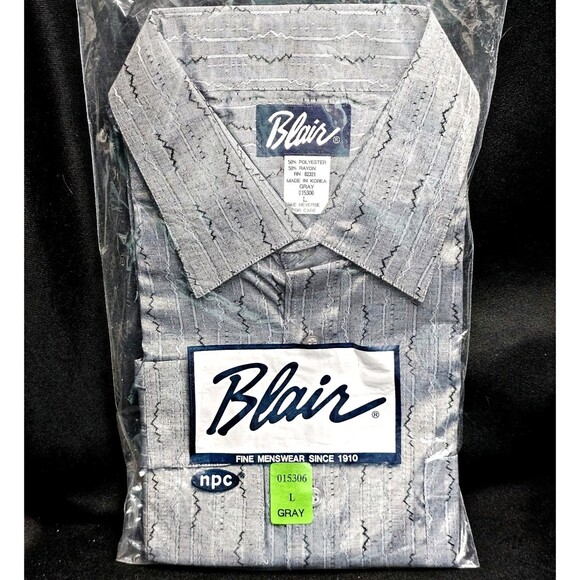 Vintage Mens Dress Shirt Longsleeve Button Down Geometric Sz L Blair NIP! - Picture 5 of 5